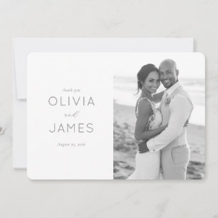 Romantic Grayscale Beach Embrace Thank You Card
