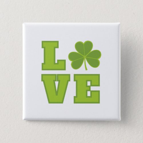 Romantic Green and White St Paddys Day Love Button