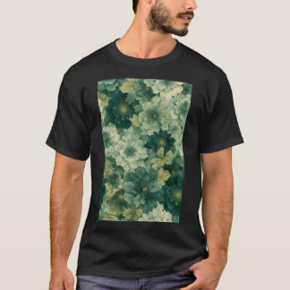 Romantic Green Botanical Bloom Pattern T-Shirt