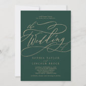 Romantic Green Calligraphy Flourish The Wedding Of Invitation (Front)