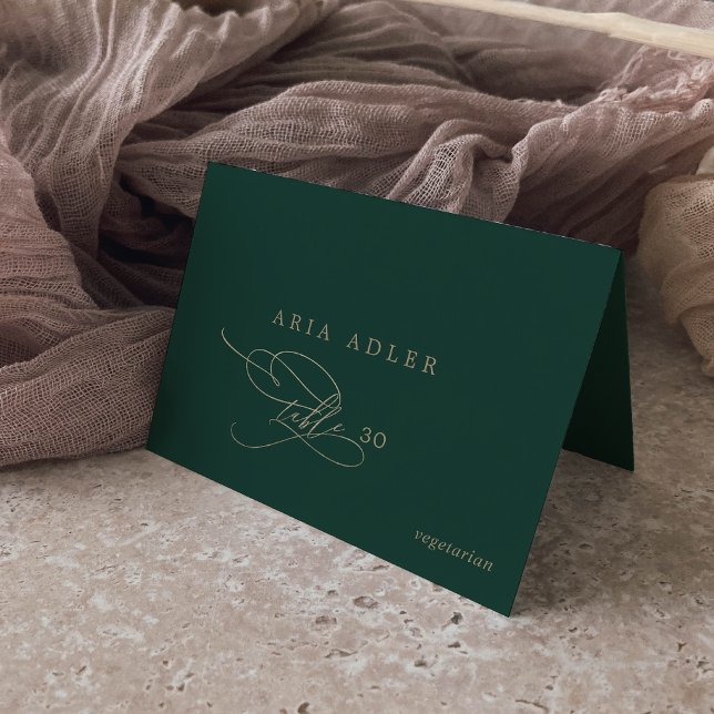 Romantic Green Calligraphy Menu Option Place Cards (Creator Uploaded)