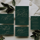 Romantic Green Calligraphy Save The Date