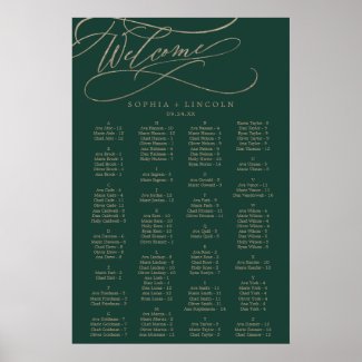 Romantic Green Calligraphy Seating Chart