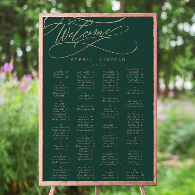 Romantic Green Calligraphy Seating Chart (Creator Uploaded)