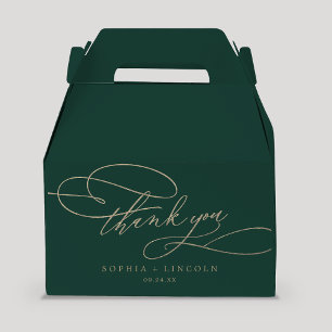 Romantic Green Calligraphy Thank You Wedding Favor Boxes