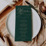 Romantic Green Calligraphy Wedding Dinner Menu