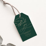 Romantic Green Calligraphy Wedding Favor Gift Tags<br><div class="desc">These romantic green calligraphy wedding favor gift tags are perfect for a simple wedding. The modern classic design features fancy swirls and whimsical flourishes with gorgeous elegant hand lettered faux champagne gold foil typography. Personalize the labels with your names and the date. Change the wording to suit any event: bridal...</div>