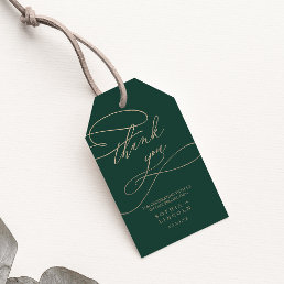 Romantic Green Calligraphy Wedding Favor Gift Tags