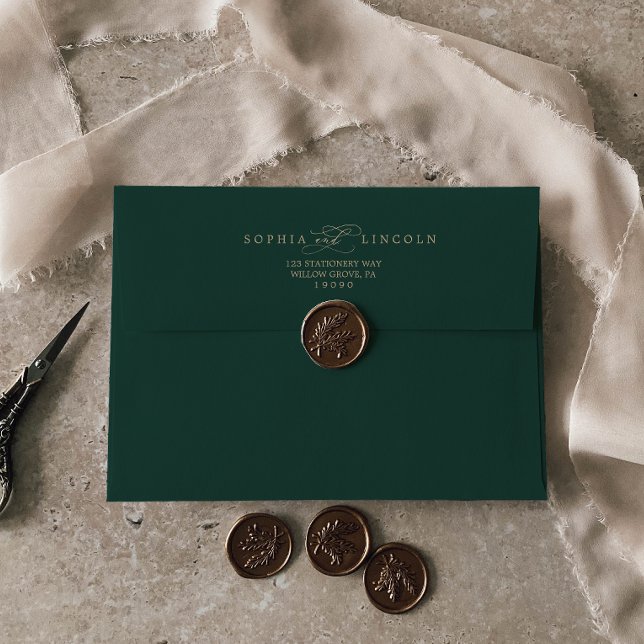 Romantic Green Calligraphy Wedding Invitation Envelope (Creator Uploaded)