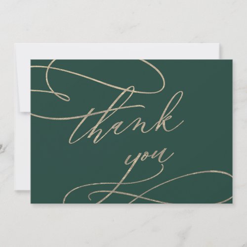 Romantic Green Calligraphy Wedding Thank You Card