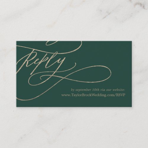 Romantic Green Calligraphy Wedding Website RSVP Enclosure Card