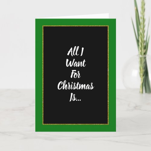Romantic Green Gold Black Christmas Holiday Card
