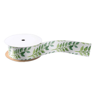 Romantic Green Leaves Ribbon- Gift Wrapping/ Decor Satin Ribbon