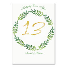 Romantic Green Leaves - Wedding table card13 ring
