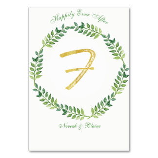 Romantic Green Leaves -  Wedding table card 1 ring