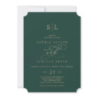 Romantic Green Monogram Front Back QR Code Wedding