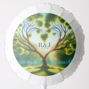 Romantic Green Monogram Wedding Balloon