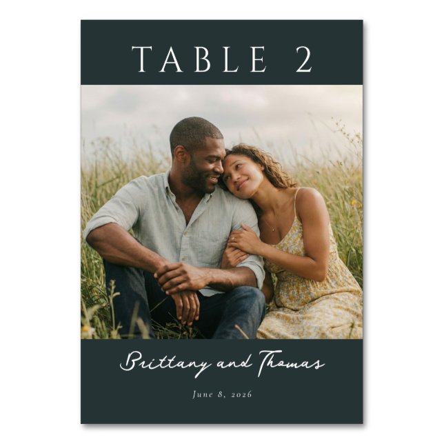 Romantic Green Nature Photo Table Number (Front)