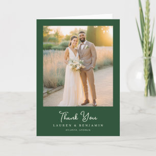 Romantic Green Photo Letterpress Thank You Card