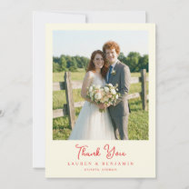 Romantic Green Rustic Photo Thank You Card