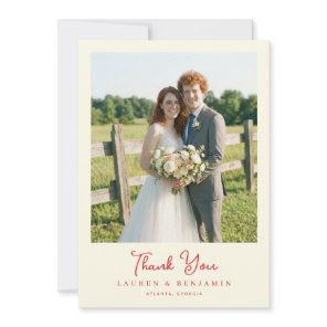 Romantic Green Rustic Photo Thank You Card