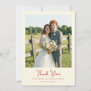 Romantic Green Rustic Photo Thank You Card
