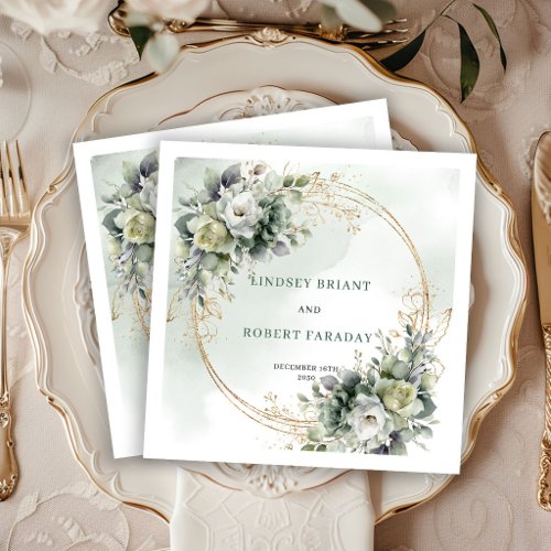 Romantic Greenery Foliage Wedding Napkins
