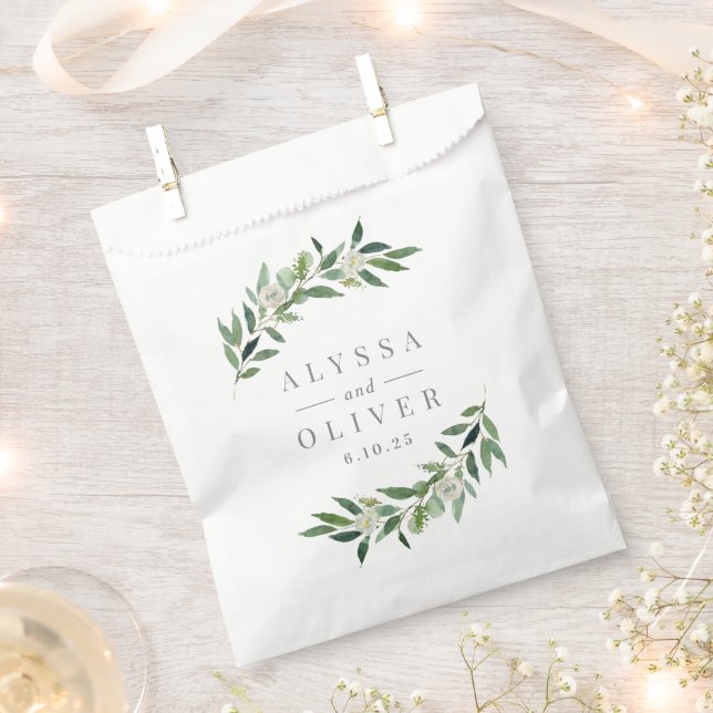 Romantic Greenery Wedding Favor Bag (Clipped)