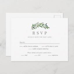 Romantic Greenery Wedding RSVP Reply Card | Zazzle