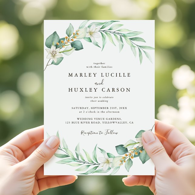 Romantic Greenery Wreath Elegant Wedding Invitation (Creator Uploaded)
