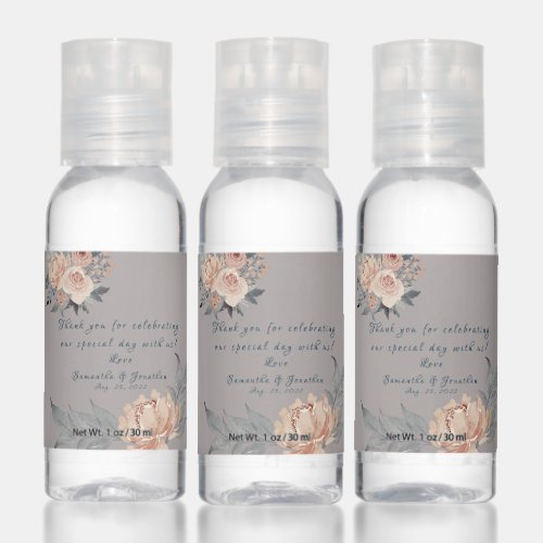 Romantic Grey Coral Watercolor Floral Travel Size Hand Sanitizer