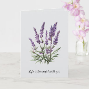 Romantic Grey Purple Lavender Floral Bridal Shower Card