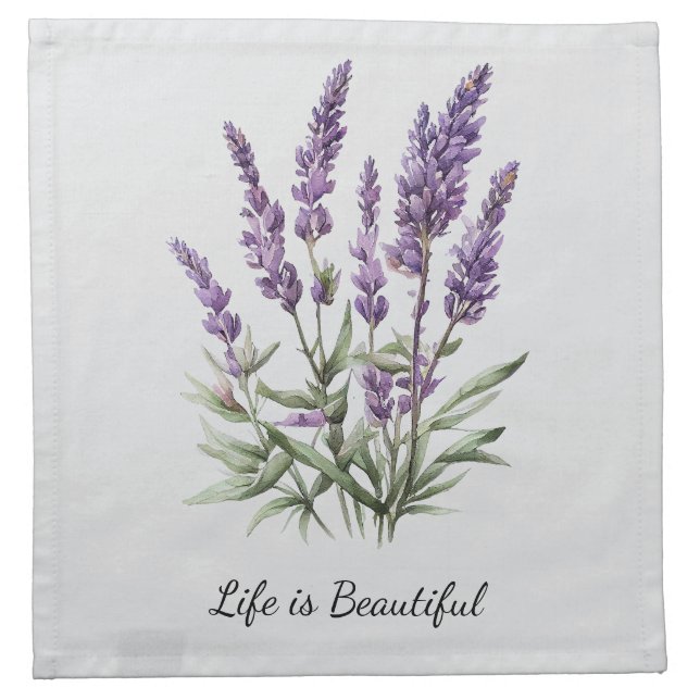 Romantic Grey Purple Lavender Floral Bridal Shower Cloth Napkin (Front)