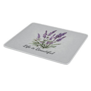 Romantic Grey Purple Lavender Floral Bridal Shower Cutting Board