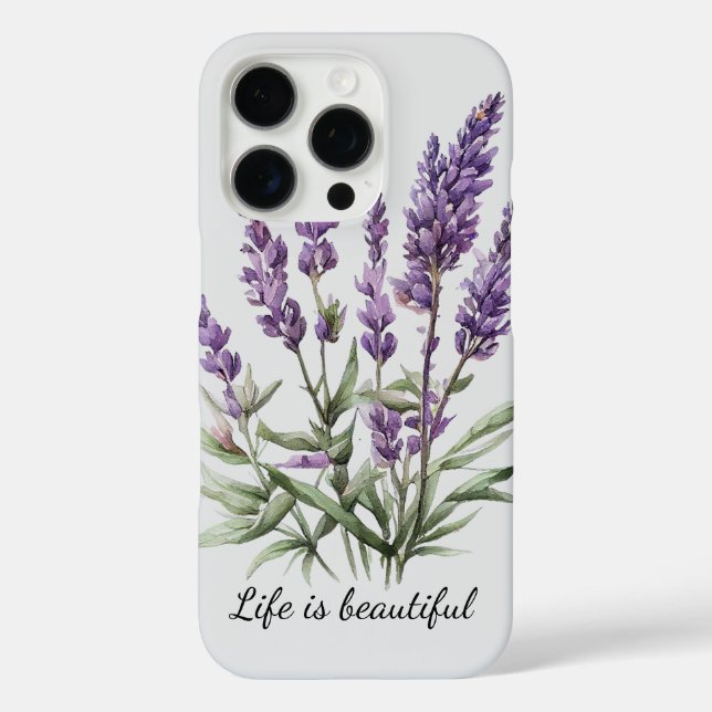 Romantic Grey Purple Lavender Floral Case-Mate iPhone Case (Back)