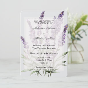 Romantic Grey Purple Lavender Floral Wedding Invitation