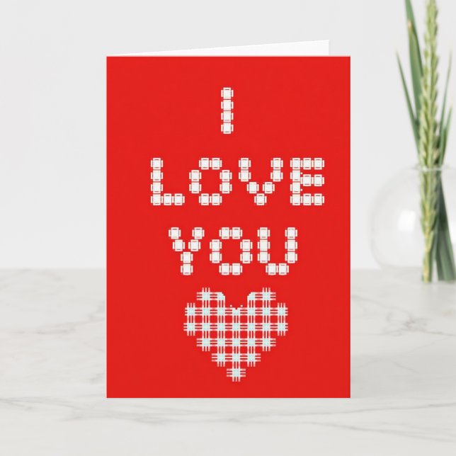 Romantic Grid I Love You Card (Front)