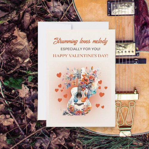 Romantic Guitar Loves Melody Valentines Day Holiday Card