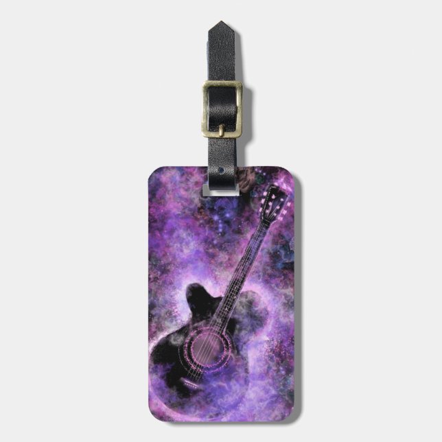 Romantic Guitar Music Luggage Tag (Front Vertical)