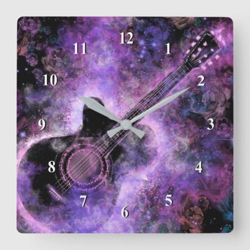 Romantic Guitar Music _ Magic Melody Square Wall Clock