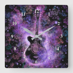 Romantic Guitar Music - Magic Sound Square Wall Clock