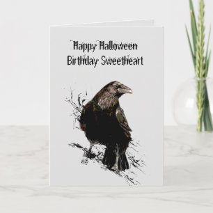  Romantic Halloween Birthday Sweetheart Raven  Card