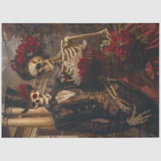 Romantic Halloween Skeleton Couple Decoupage Tissue Paper
