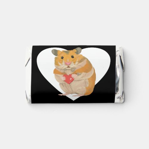 Romantic Hamster holding a heart   Hersheys Miniatures