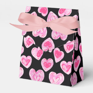 Romantic Handdrawn Pink Heart Valentine Gift Bag Favor Boxes