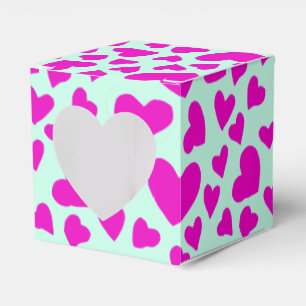 Romantic Handdrawn Pink Heart Valentine Gift Favor Boxes