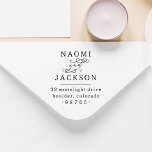 Romantic Handwriting Couple Wedding Return Address Rubber Stamp<br><div class="desc">Add a touch of elegance to your mail with our wooden custom rubber stamp design! This elegant stamp features the couple's names beautifully printed in bold capitals, with "and" in romantic calligraphy, with graceful swirls adding a hint of romance. Below, their home address is displayed in classic serif typography for...</div>
