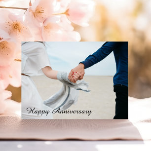 Romantic Happy Anniversary Couple Holding Hands Note Card