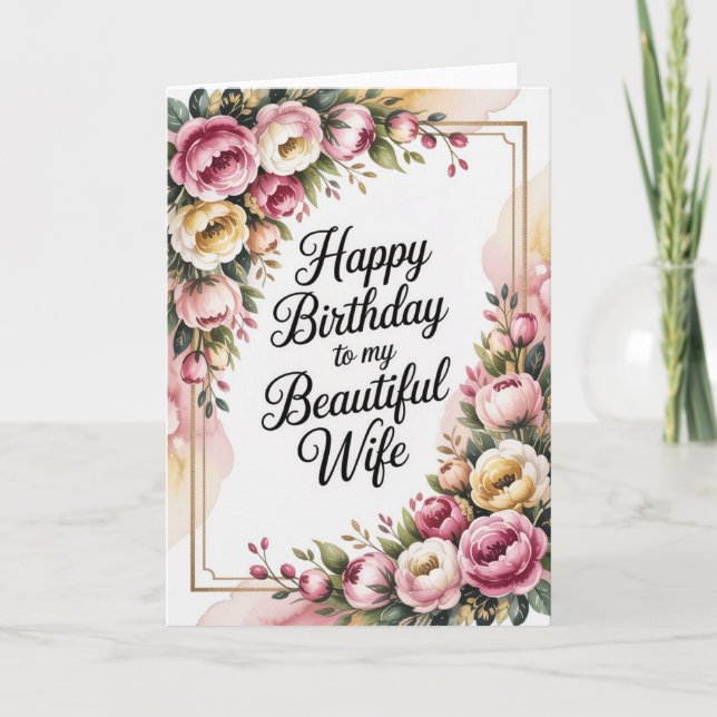 Romantic Happy Birthday Card for Wife (Front)