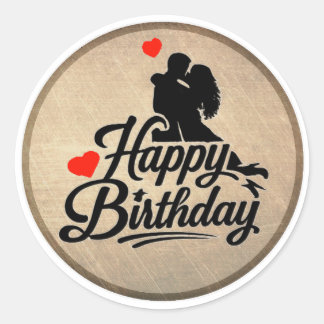 Romantic Happy Birthday Classic Round Sticker